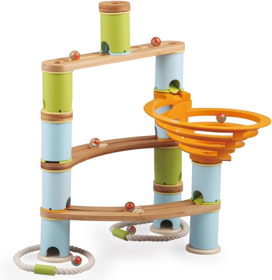 Marble Runs Building Toy, Bamboo Construction Toy Set with Ball, Simple Maze Toy Suitable for Age 4+ Children