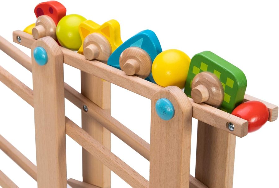 Marble Run, Roll 'n Go Wooden Marble Run Back-and-Forth Ball Track, 2 Year Old Toys - Image 2