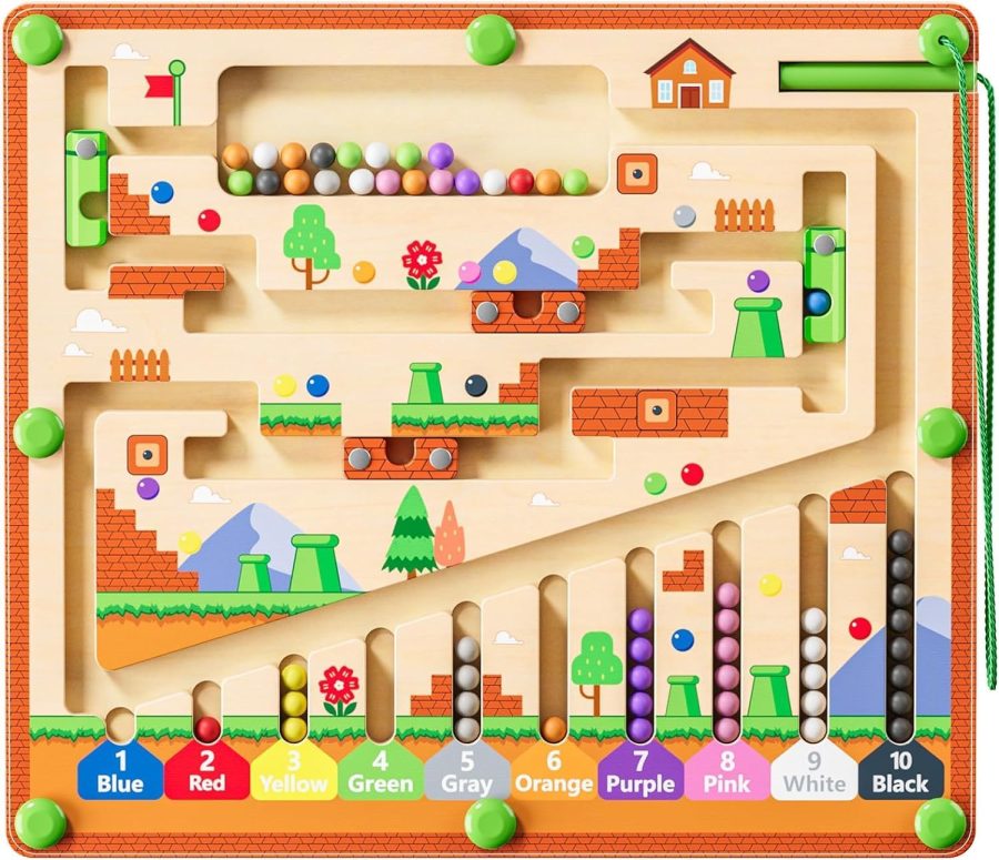 Toys,Magnetic Color and Number Maze,Wooden Toys for Ages 2-4,Toddler Fine Motor Skills Toys for Boys Girls