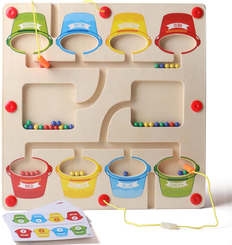Wooden Magnet Puzzle Game Board for Toddlers, Learning & Education Toys for Preschoolers, Fine Motor Skills Toys for Boys Girls 3-5 Years Old