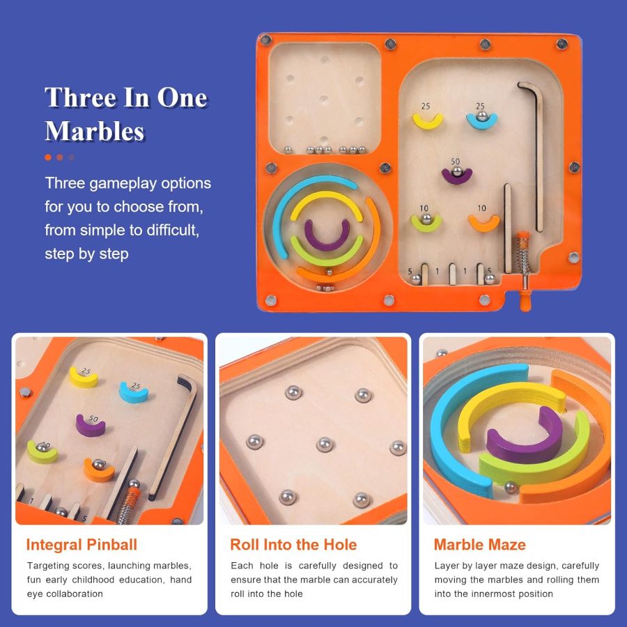 Marble Maze for Kids 3+ -  Pinball Machine Game, Preschool Educational Toy, Toddler Activities, Learning Resources, Hand-Eye Coordination Training