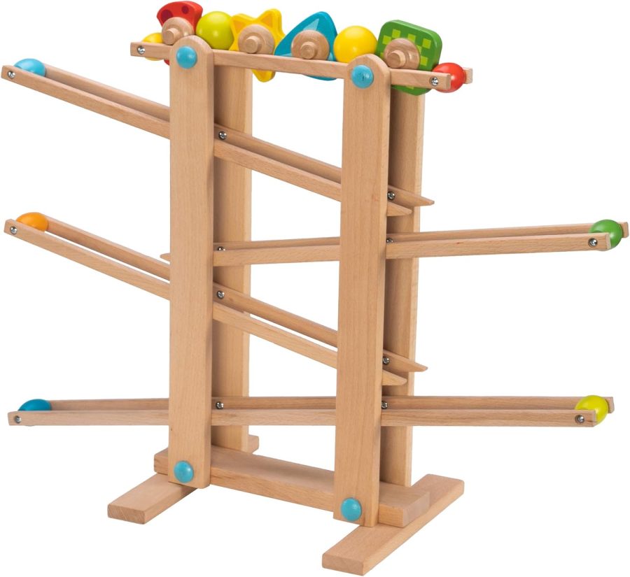 Marble Run, Roll 'n Go Wooden Marble Run Back-and-Forth Ball Track, 2 Year Old Toys
