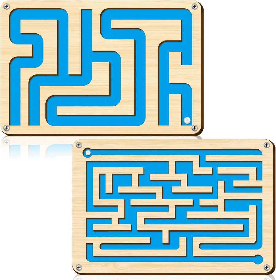 2 Pcs Wooden Maze Circuit Game, Dementia Activities for Seniors Elderly Alzheimers Products Maze Toy Gifts for Alzheimer's Patients, Improving Skills and Coordination, Easy to Hard Levels