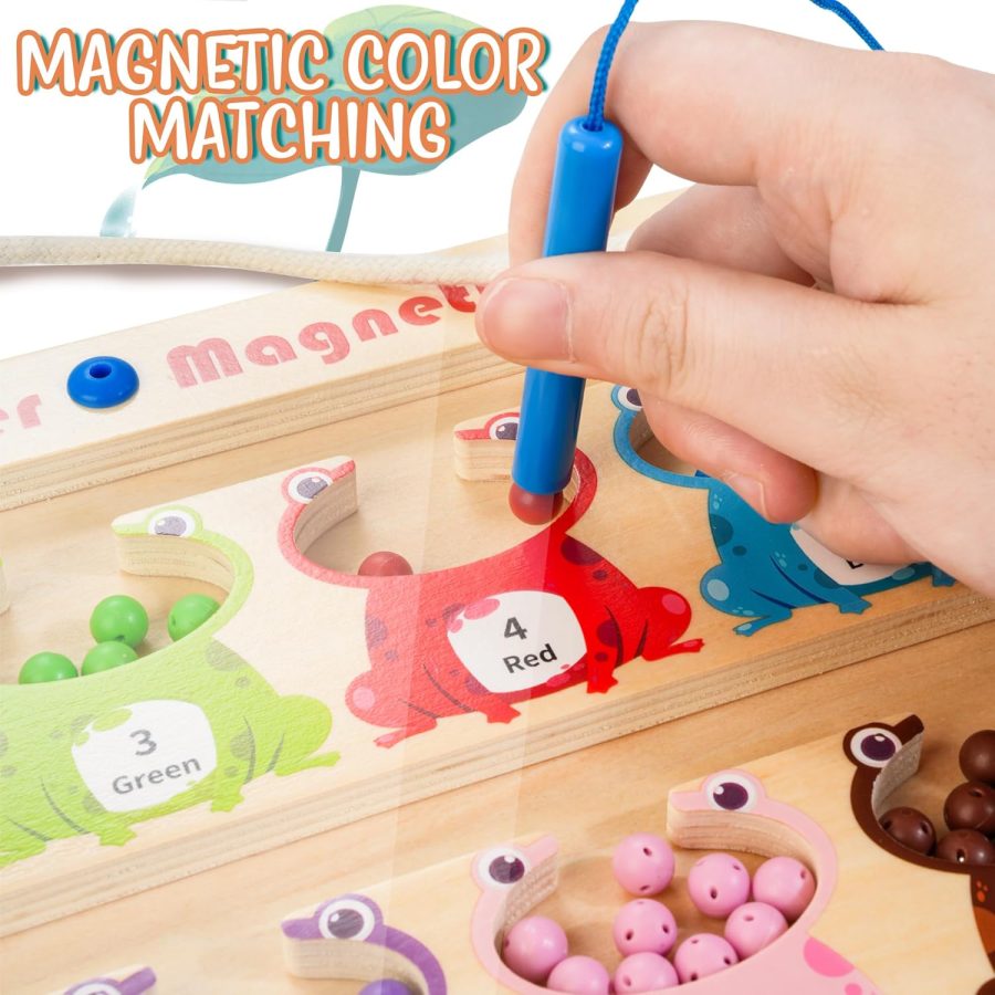 Magnetic Color and Number Maze, Wooden Magnet Maze  Toys for 3+ Years Old, Learning & Education Toy for Preschoolers, Fine Motor Skills Toys for Boys Girls 3 4 5 Years Old