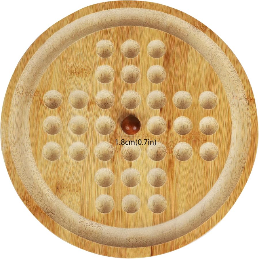 Wooden 2-in-1 Solitaire and Labyrinth Game Set- Classic one Player Board Game 25cm 9.8” Marbles-Balancing & Strategy Game 2in1-Brainteaser Puzzle and Maze for 6 Years Old to Adult - Image 2